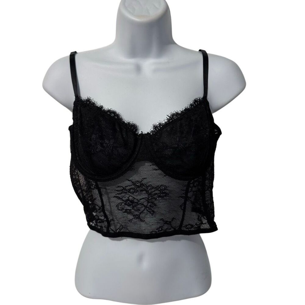 International Concepts Intimates Black Corset Crop Top